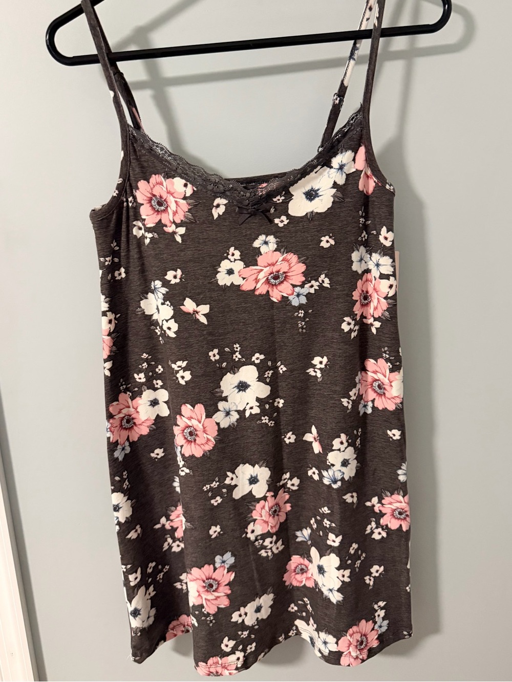 Ardene Brown Floral Lace-Trim sleep camisole with Pink and White Flowers